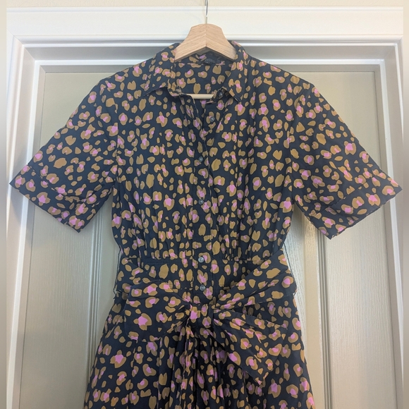 J. Crew Animal Print Fit & Flare Midi Shirt Dress - Picture 4 of 15